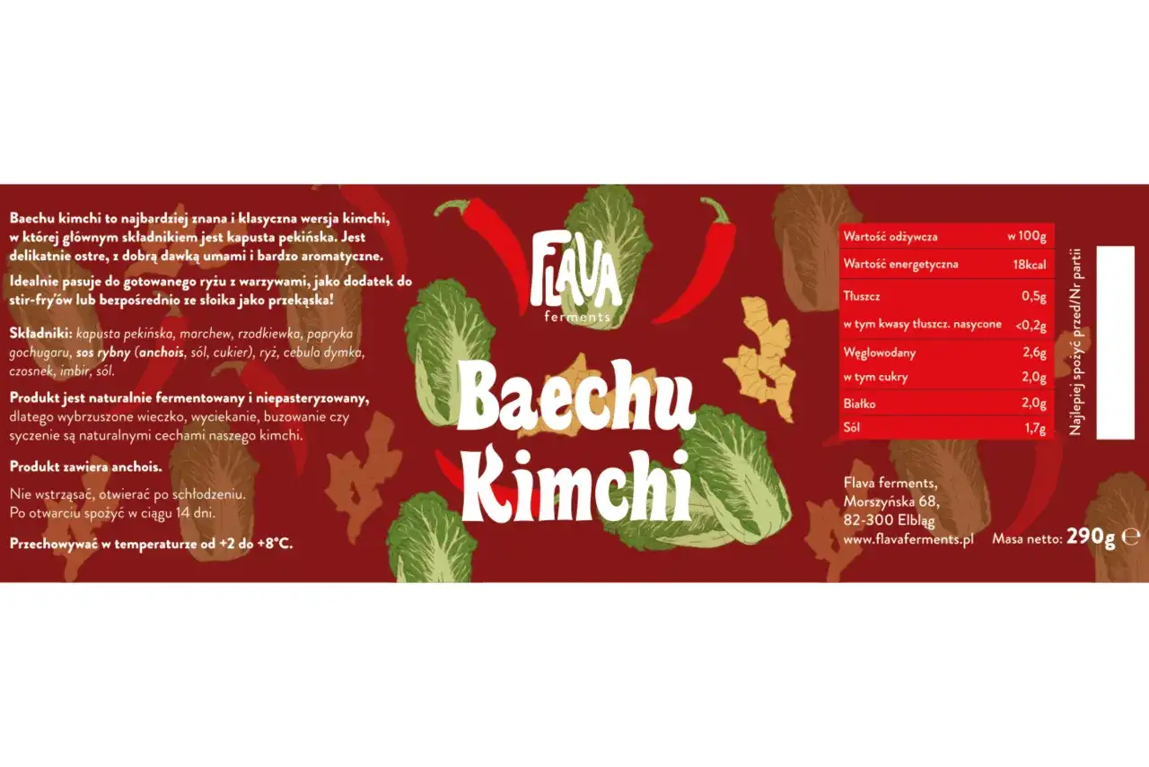 etykieta kimchi w sklepie